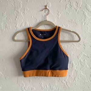 Wilo the Label Ribbed Navy/Yellow Sports Bra